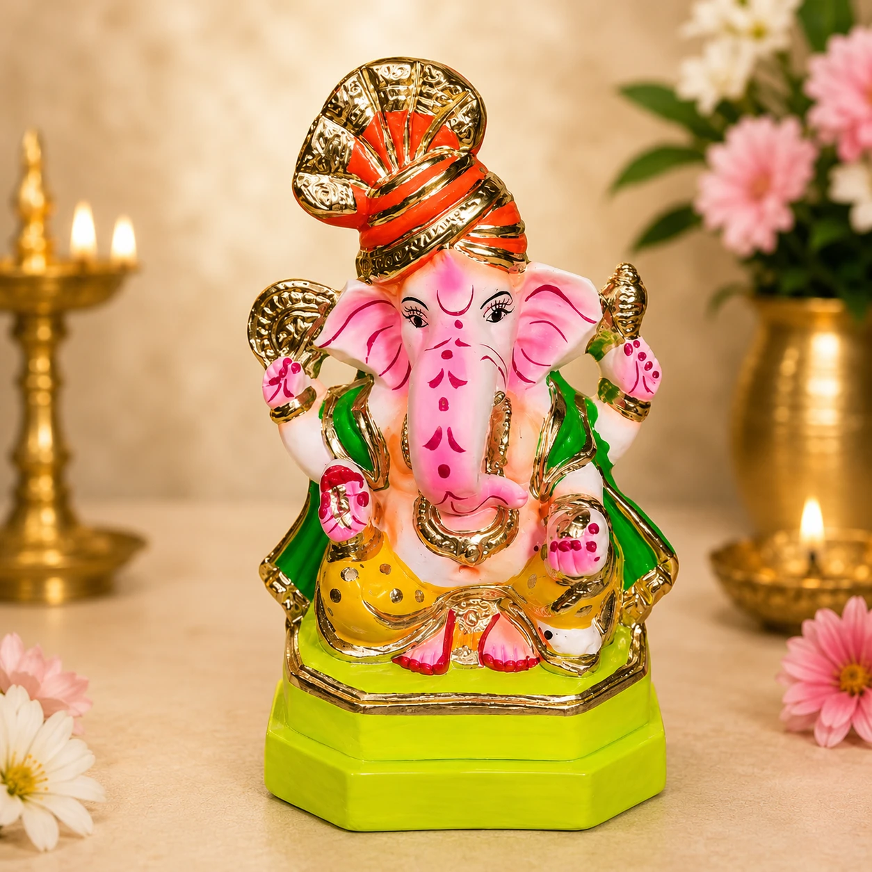7 Inch Eco-Friendly Black Clay Lord Ganesha Idol – Handcrafted | Natural Clay